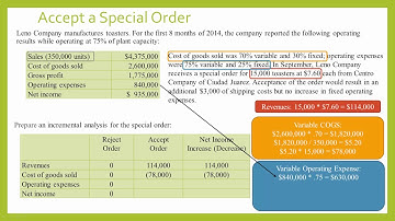 Incremental Analysis - Special Order