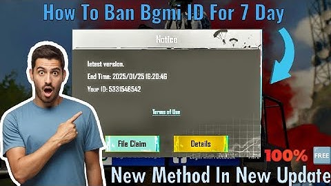 How To Ban Bgmi ID 🪪 For Direct 7 Day || Safe Trusted And Secure 🔐