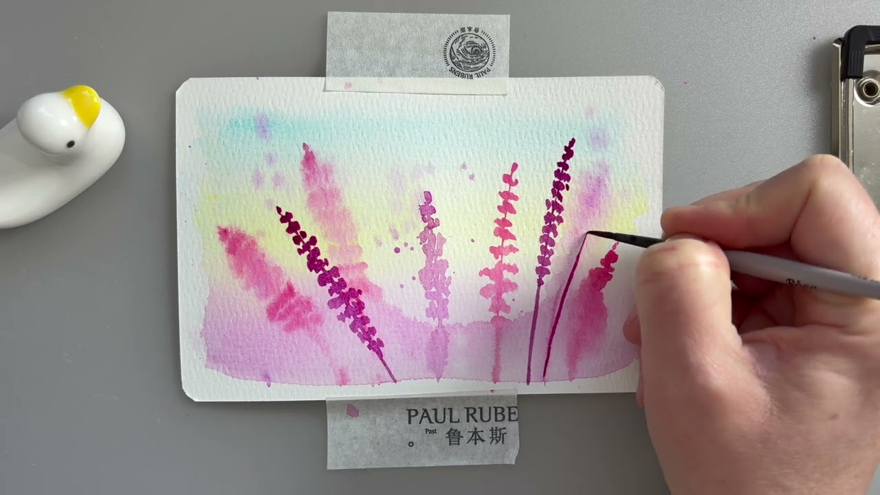 Super Easy Lavender Field in 15 Minutes – Watercolour Demonstration