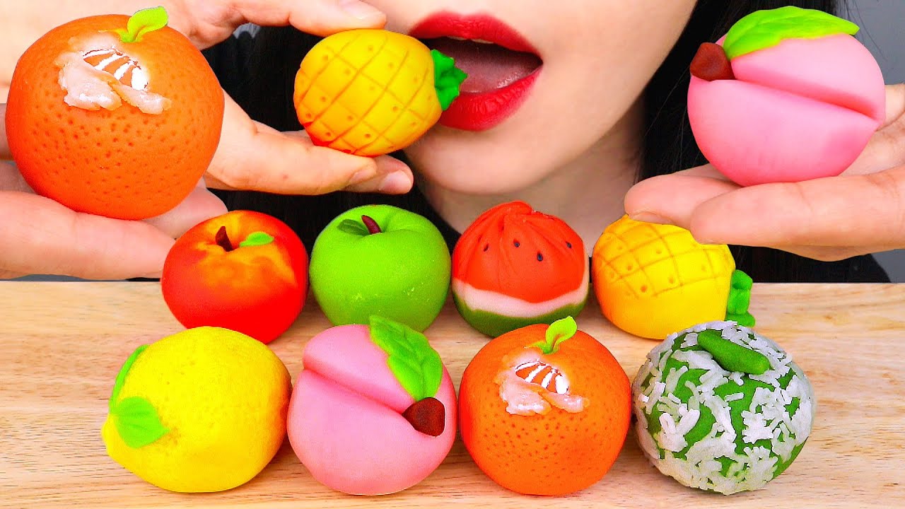 ASMR FRUIT RICE CAKES WAGASHI 과일 화과자 먹방 咀嚼音 和菓子 NO TALKING EATING SOUNDS MUKBANG