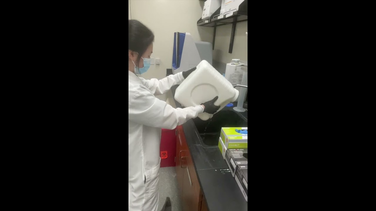 How to change the waste tank on Fortessa Cytometer.