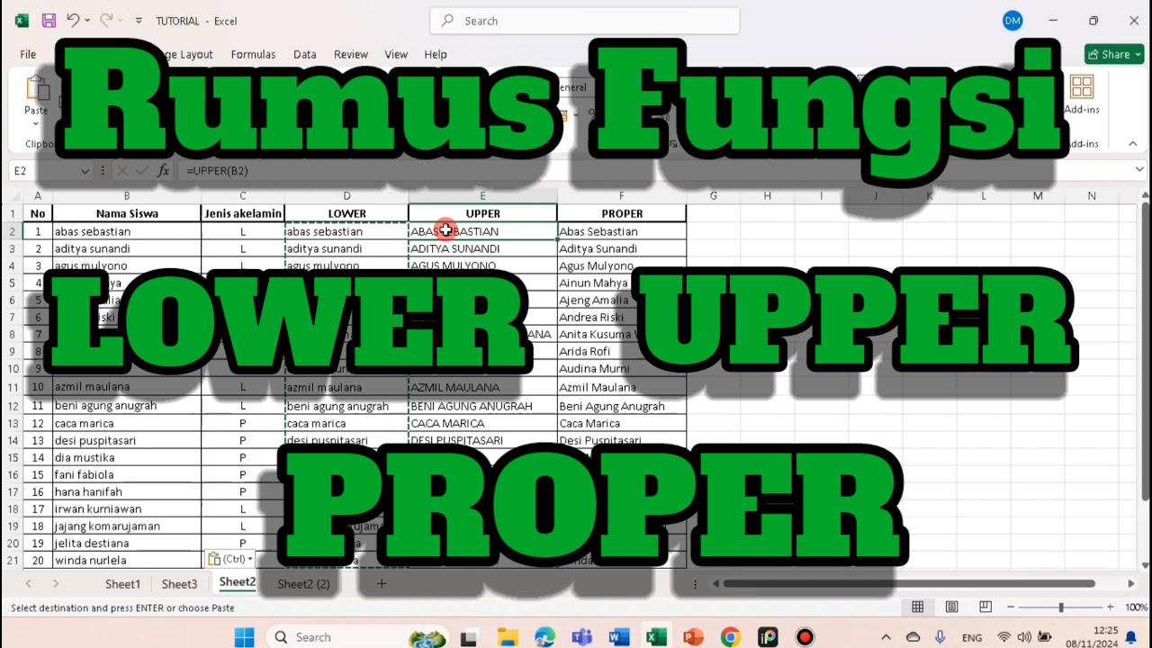 Cara menggunakan rumus fungsi lower upper dan proper youtube