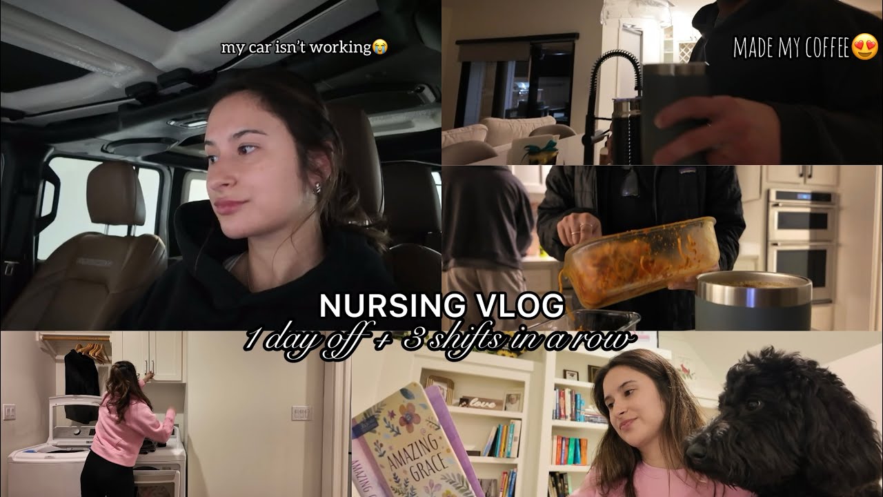 nurse vlog | day off + 3 day shifts in a row✨