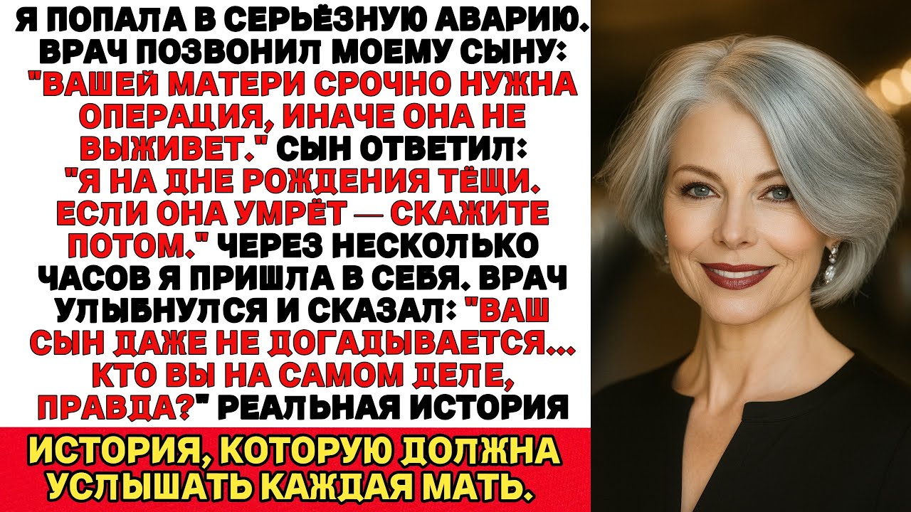 Я попал в аварию, и мой сын сказал Я на дне рождения у своей тёщи. Если она умрёт, позвони мне потом
