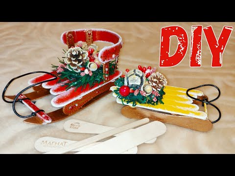🎄 DIY Санки 👉 елочные игрушки из палочек от мороженого 🍡