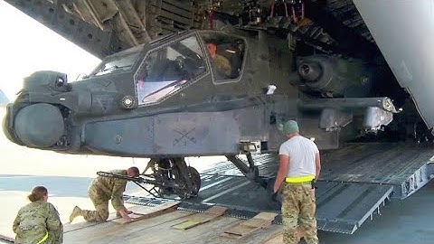 Unloading AH-64 Apache Helicopters from C-17 Globemaster III