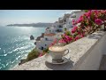 1.5 Hours of Relaxing Jazz Piano &amp; Saxophone | Mediterranean Balcony Café Ambience with Ocean View