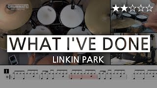 [Lv.05] What I've Done - Linkin Park (★★☆☆☆) Pop Drum Cover Score Sheet Lessons Tutorial | DRUMMATE