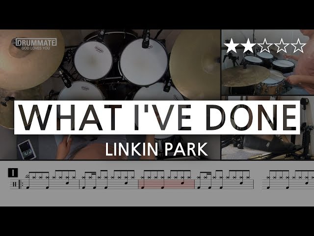 [Lv.05] What I've Done - Linkin Park (★★☆☆☆) Pop Drum Cover Score Sheet Lessons Tutorial | DRUMMATE class=