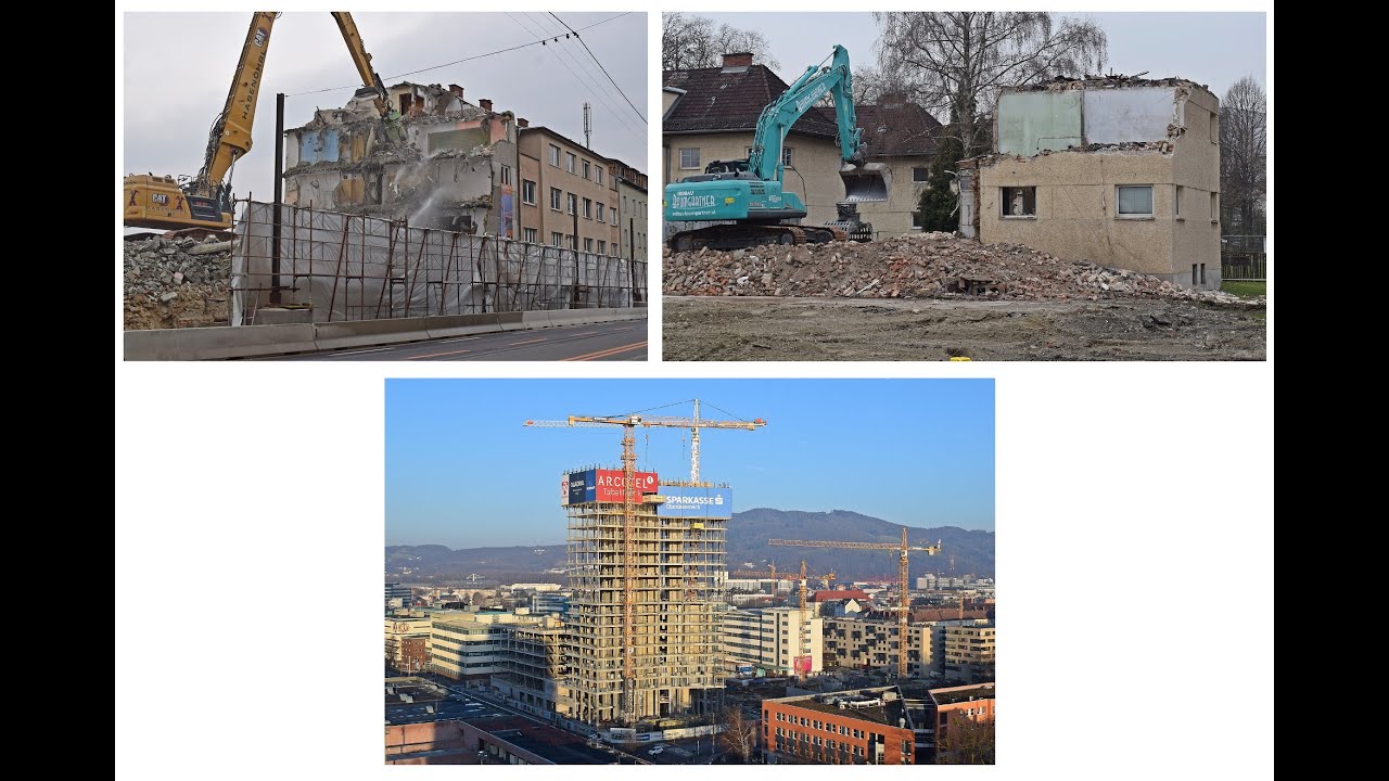 Baustellenupdate Linz 2 - Abriss Waldeggstraße, Sintstraße und Neubau Quadrilltower