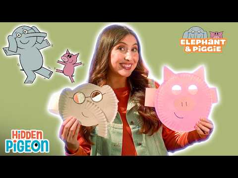 🐘 Elephant & Piggie Masks! 🐷 | Easy Kids Paper Plate DIY | Hidden Pigeon Channel