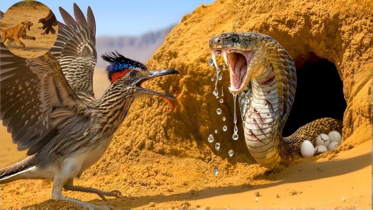 Дорожная бегунья против королевской кобры | Самая умная птица против самой смертоносной змеи в пр...