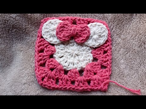 Quadradinho de Croche da Minnie #crochet #square