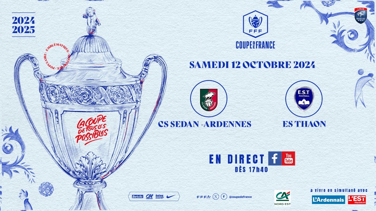Fanion CS Sedan Ardennes, Tissu Multicolore, Neuf, Club Français