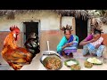 village famous red country chicken cooking and eating by santali grand mothers!!chicken curry recipe