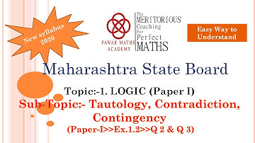 Ex. 1.2\ Q 2 & Q 3, Tautology, contradiction, contingency--Paper-I___CHAPTER: Mathematical Logic