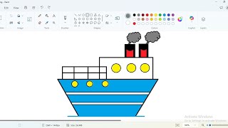 Easy Colourful Ship Drawing in MS Paint | Simple Boat Drawing for Kids | #Jahaj