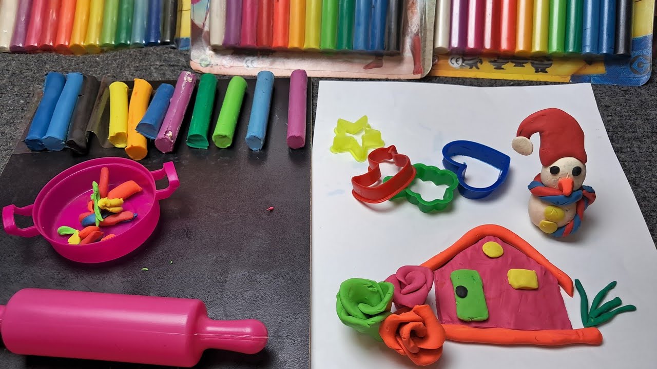 أفكار صلصال للأطفال 🏠🌸 | عملنا بيت وورود وشخصية ظريفة بأيدينا خطوة بخطوة!