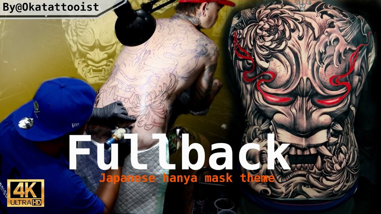 Impressive Full Back Japanese Hanya Mask Tattoo Theme ||Done Artists By Okatattooist||
