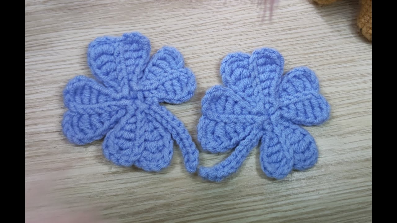 Móc cỏ 4 lá may mắn - Four-leaf clover crochet tutorial - How to crochet a four-leaf clover