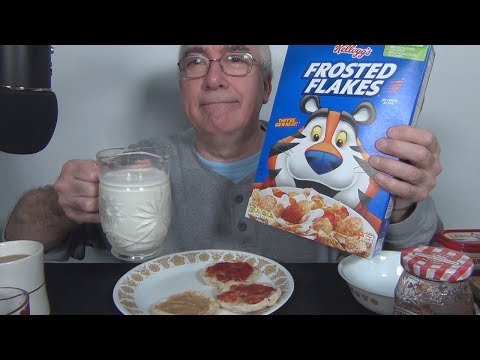 ASMR Eating Frosted Flakes and English Muffin Breakfast Whispering