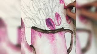 soft pastel drawing رسم فازه وورود بألوان الباستل screenshot 1