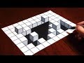 How to Draw 3D Cubes Hole - Optical Illusion Drawing