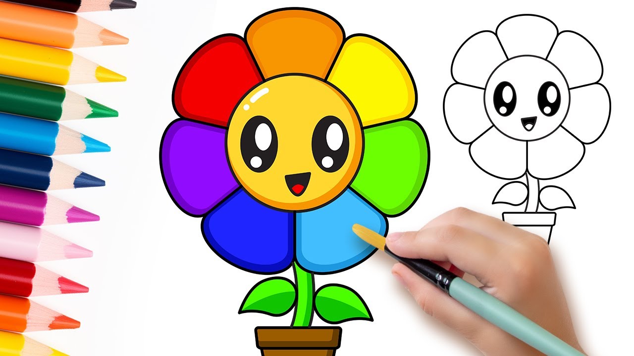 🌸How to Draw a Cute Rainbow Flower🖌️Easy Drawings Step by Step - YouTube