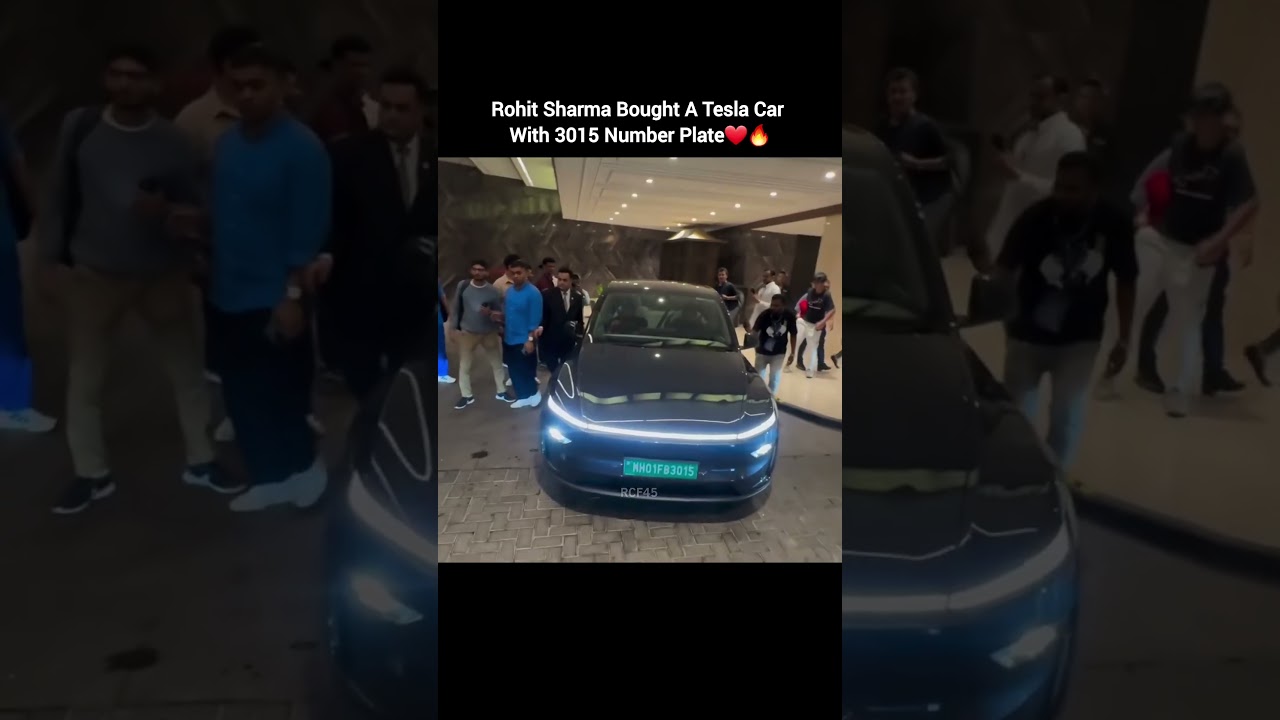 Rohit Sharma bought a brand new Tesla car with 3015 number plate 