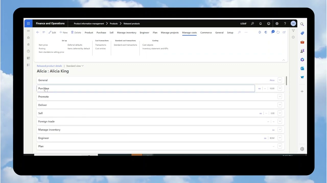 Cost Management   Update Standard Cost Automatically