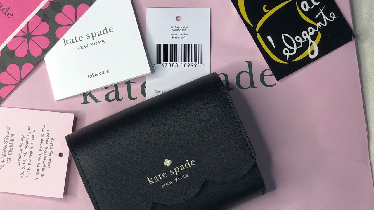 Kate Spade Gemma small flap wallet black - YouTube