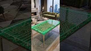 Emerald Luxe Resin Table ✨💚 | Tufted Rug, Gold Flakes & Crystal-Clear Epoxy
