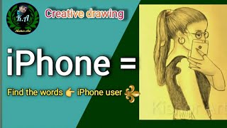 A girl with a iPhone drawing | How to draw a iPhone with a girl | Kishor Art