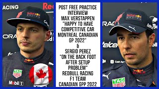 Full DUOS REDBULL BOYS MAX VERSTAPPEN & SERGIO PEREZ POST FREE PRACTICE INTERVIEW CANADIAN GP 2022 News