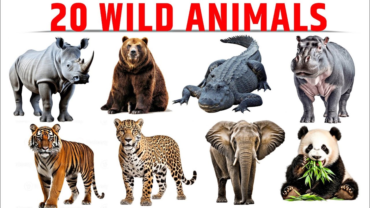 Wild Animals Names In English For Kids | Learn 20 Wild Animals Names ...