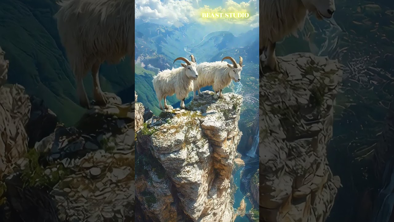 Two Goats Playfully Roughhousing on a Cliffside! 🐐⛰️ | High Altitude Fun Turned Dramati