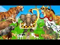 10 big bull vs giant tiger vs giant snake fight cow buffalo tiger cubs rescue by african elephant