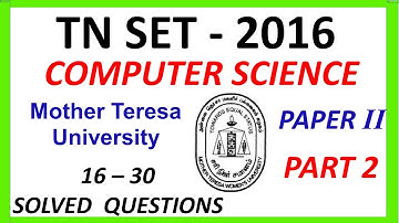 TNSET 2016 | Computer Science | Paper 2 | Solved Questions | TNSET 2021 | Vishnu CS SetNet Education