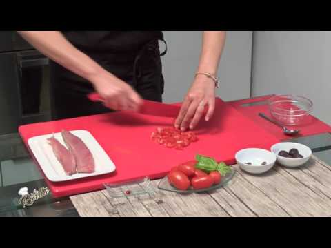 Palamita con pomodorini olive e capperi