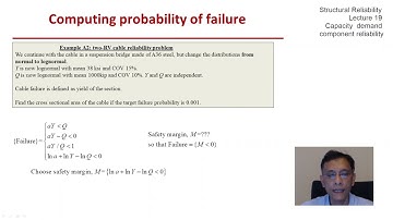 STRUCTURAL RELIABILITY Lecture 19 module 08: Capacity Demand Component Reliability (examples)