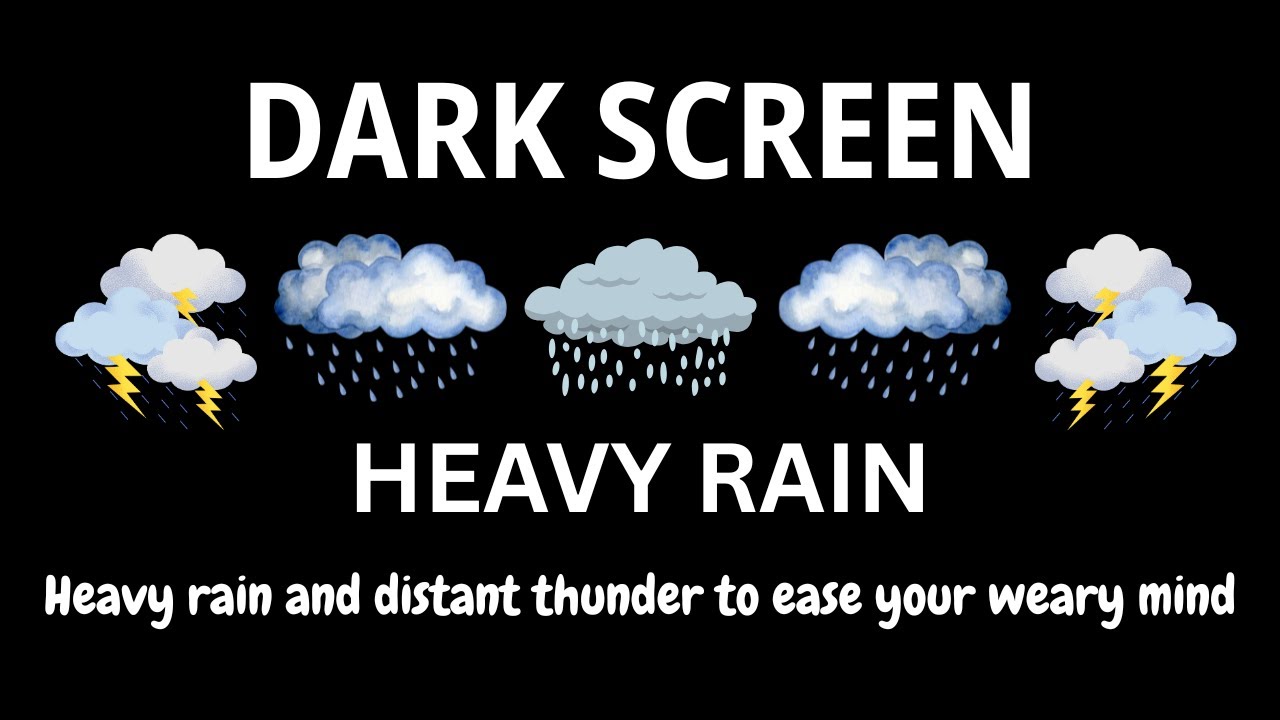 Midnight Thunderstorm Rain | BLACK SCREEN | Deep Relaxation and Stress Relief