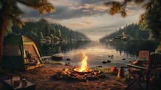 Beat sounds of campfire in forest on tent, relaxing music for sleeping, ASRM sounds, sleep music