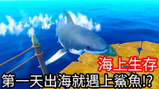 【Kim阿金】海上生存 第一天出海就遇上鯊魚!?《Raft》