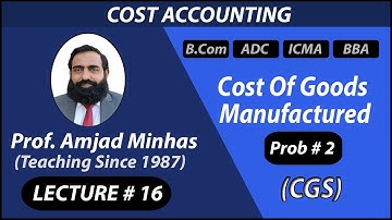 CGS | Units Manufactured & Cost of Goods Manufactured | Problem # 2 | Prof Amjad Minhas | Ch#5