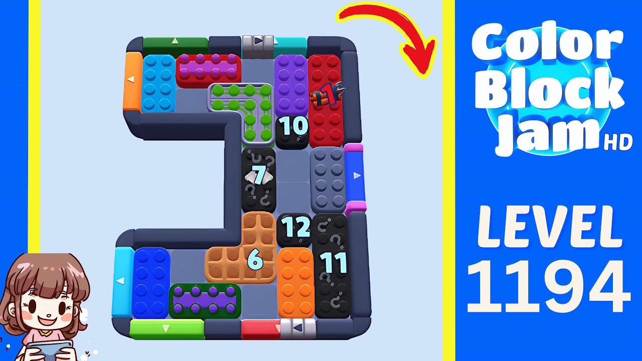 Color Block Jam Level 1194 Solution Walkthrough