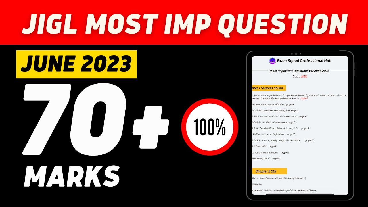 Jigl most important question for june 2023 part 1 youtube