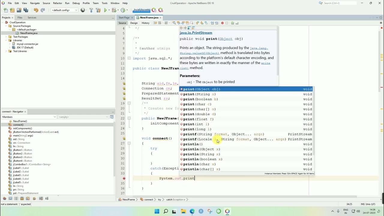 Insert Update Delete Search Using JDBC & Mysql - YouTube