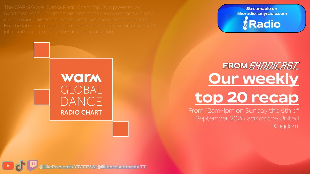 📻 | WARM's Global Dance Radio Chart : Sunday 6th September, 2026 @ 12:00am