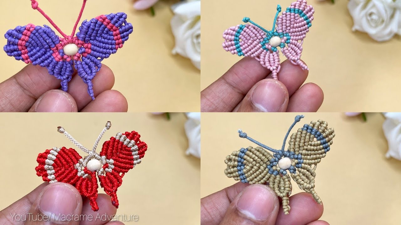 DIY Handmade macrame Butterflies 🦋, Macrame brooches butterflies