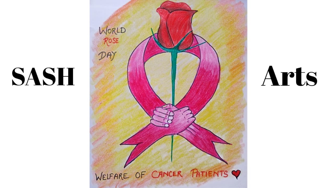 World Rose Day Drawing Theme Drawing On Welfare Of Cancer Patients 